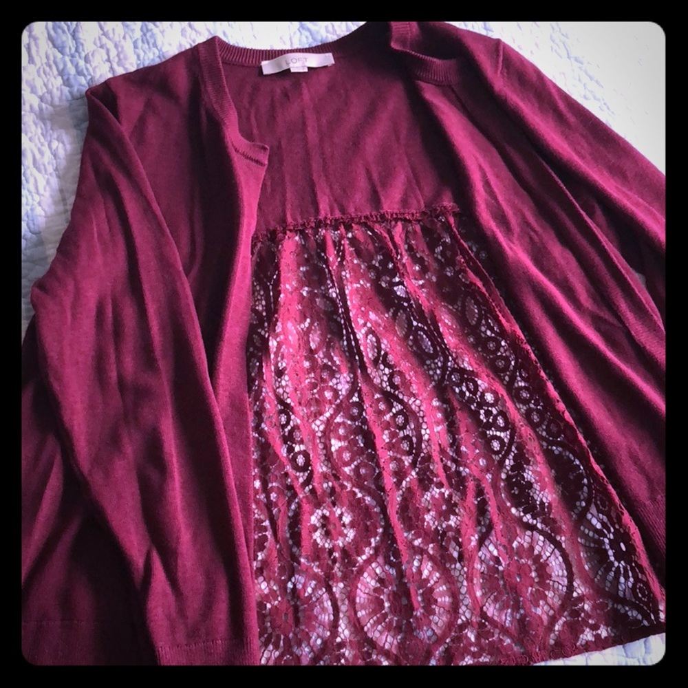 Laced back maroon cardigan